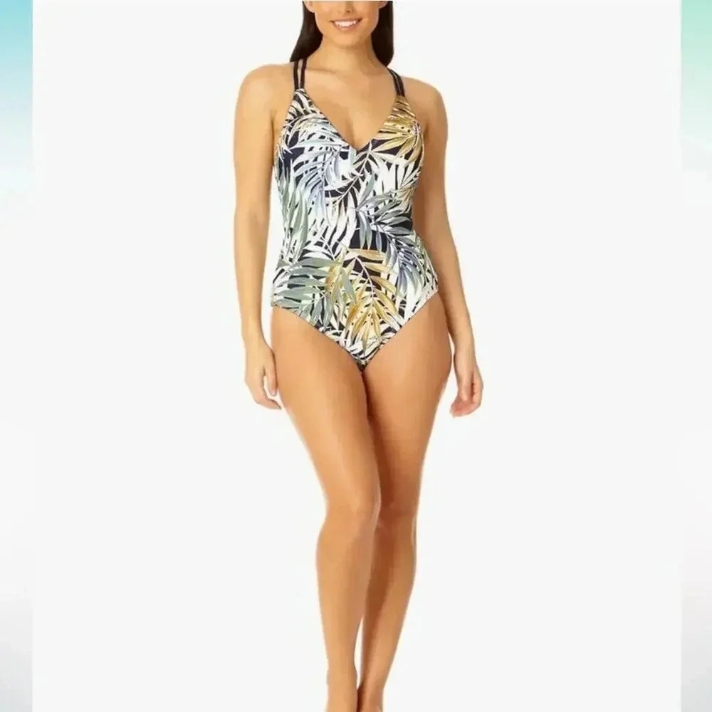 Hurley Palm Frond One Piece Swimsuit UPF 50+ Size Large NWOT